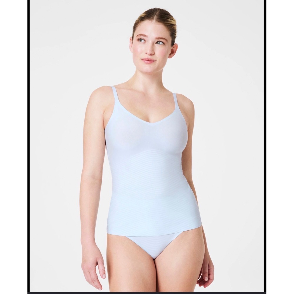 Spanx  Supima Cotto Tank Light Blue V-Neck Camisole Shaper Size XS/S 10503R NEW